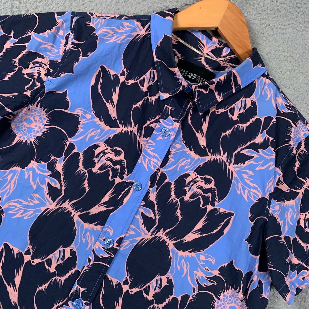 Wildfang The Essential SS Button Up Womens Medium Blue Floral Short Sleeve Shirt